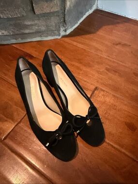 Stuart Weitzman Black Bow Accent Ballet Flats